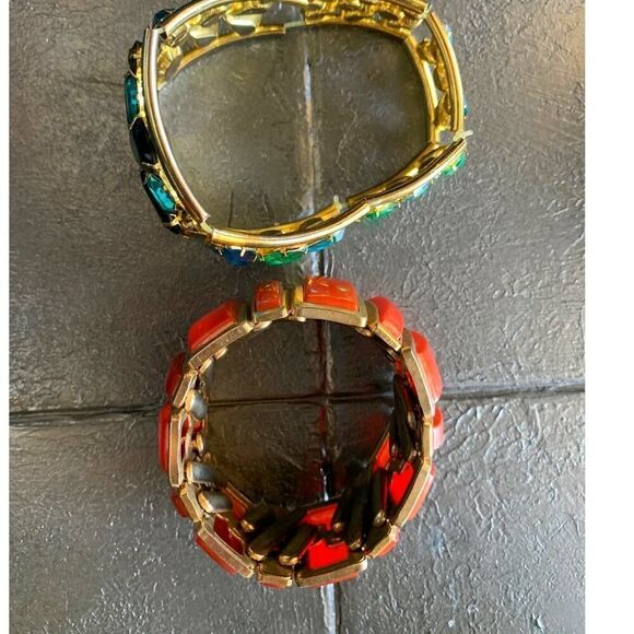 Gorgeous Vintage Emerald Green and Romance Rust Brown SET of 2, Stamped - Picture 3 of 7